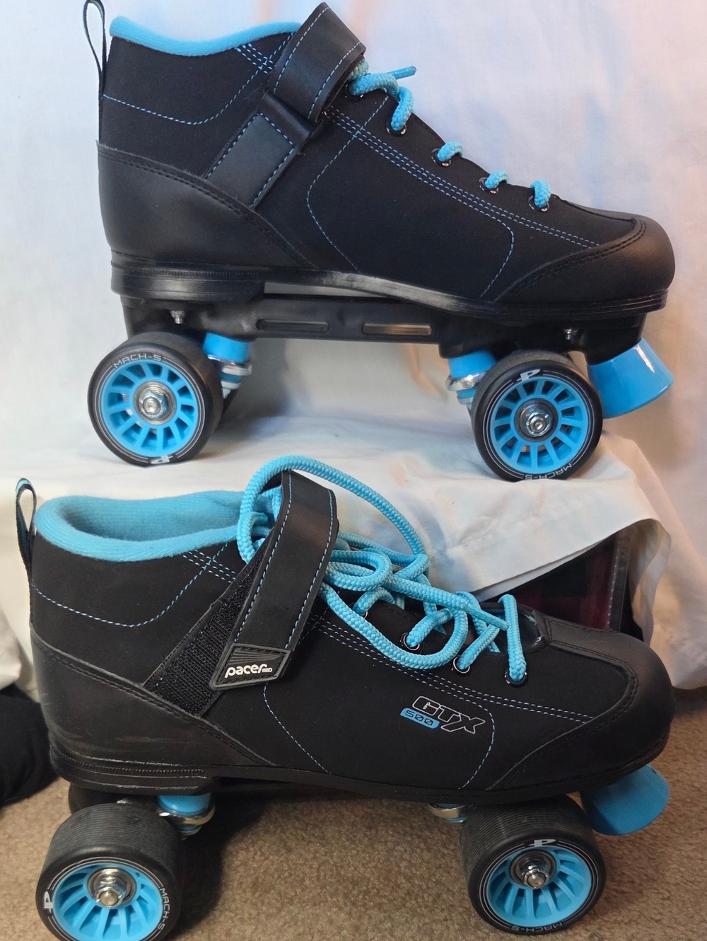 Pacer GTX 500 Quad Roller Skates Black Teal Men's Sz 9, Women's Sz 10 P222BTL